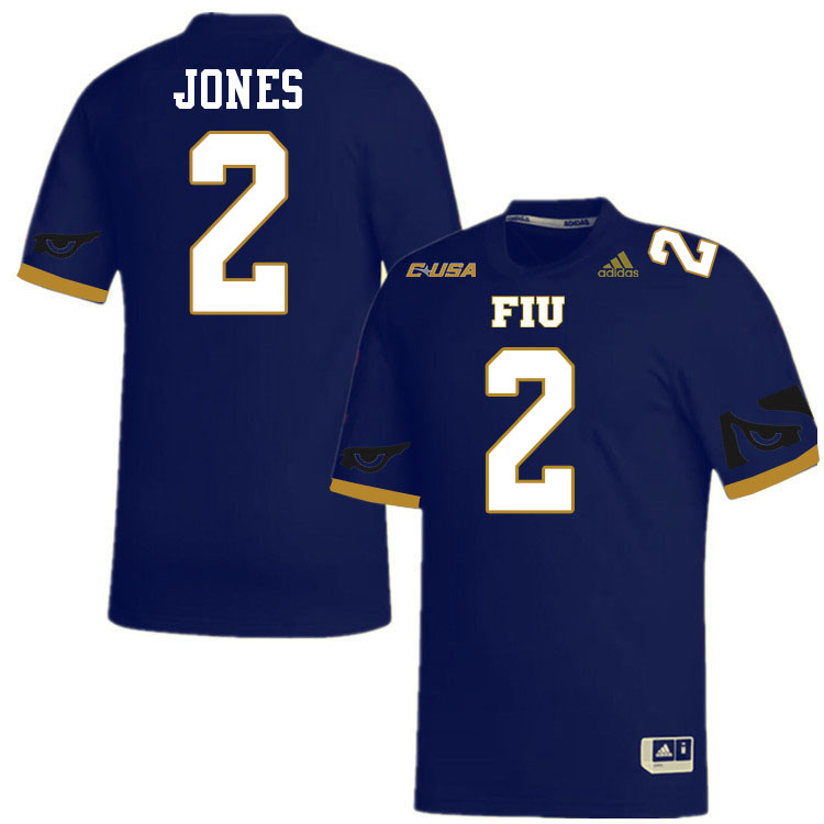 #2 Amari Jones FIU Jersey,Florida International University Panthers Football Jersey-Navy